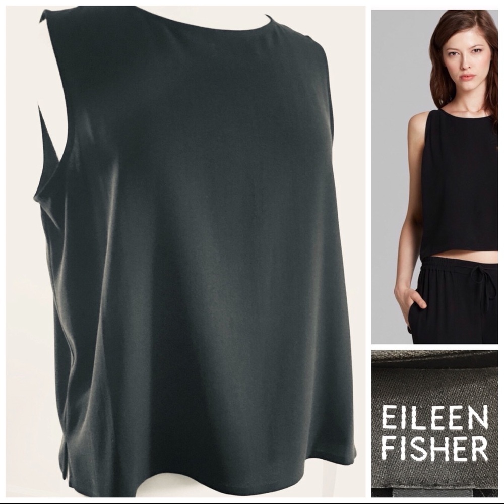 New EILEEN FISHER Silk Black Tank